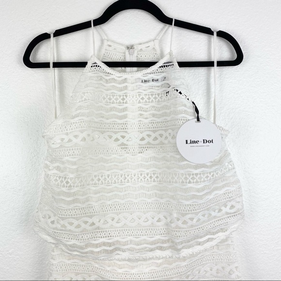 LINE & DOT Daiguri White Lace Halter Dress, M, NWT - Picture 4 of 10